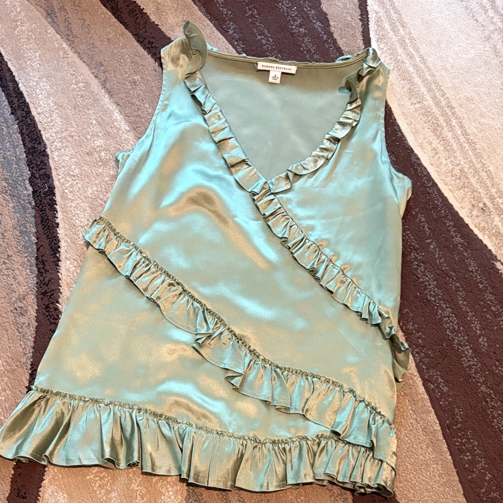 Banana Republic Light Green Satin Blouse